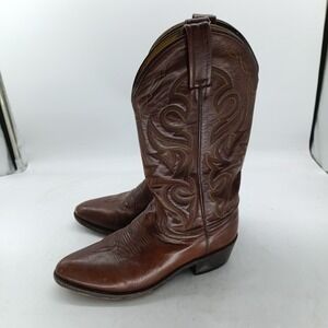 Dan Post Mens Brown Leather Western Cowboy Boots Pointed Toe Size 7D Mexico s15